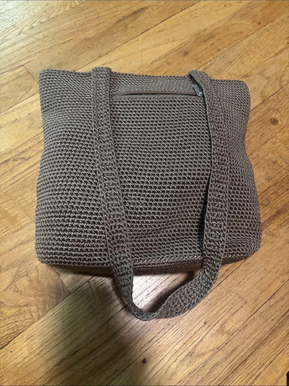 Woven Brown Women’s Knit Tote Bag with Zip Pocket. The Sak